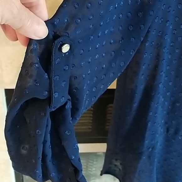 Stitch Fix Navy Damon Swiss Dot Shear Blouse XS - Picture 6 of 12